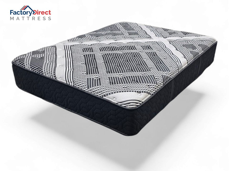 Factory Direct Mattress with black and white pattern on a white background